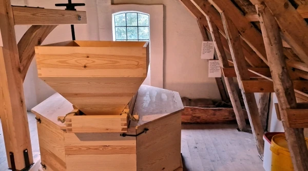 Kværnrummet i Daugbjerg Gl. Vandmølle - hvor det fortælles at Jens Langkniv blev født.